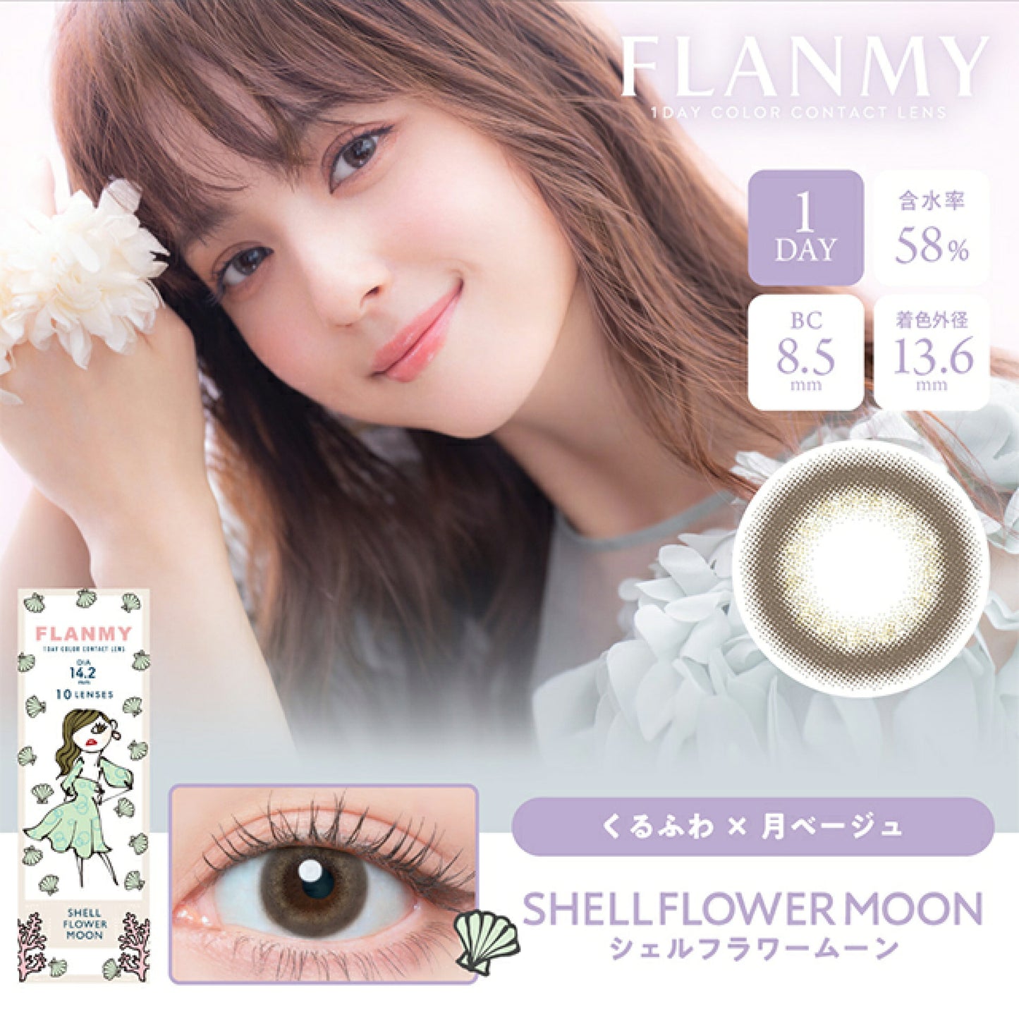 Flanmy 1 day 日拋 10p shell flower moon